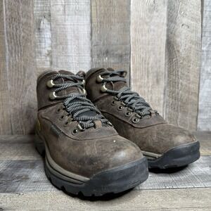 Womens Timberland White Ledge Brown Leather Mid Hiking Boots Shoes Size 5.5 M